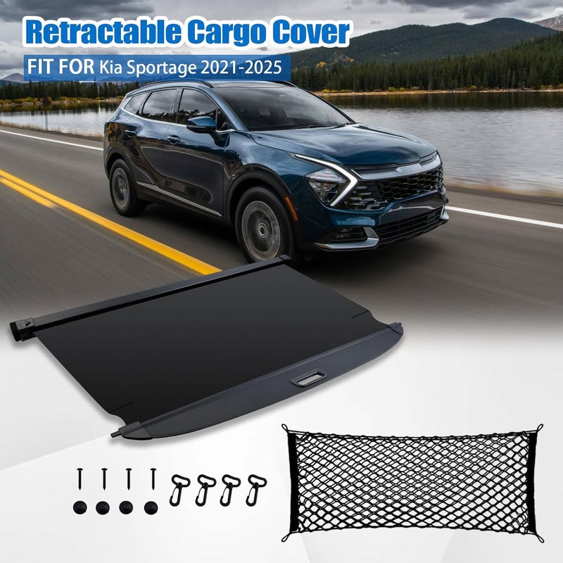 Tesmirror for 2021-2026 Kia Sportage Cargo Cover - Rear Cargo Cover Privacy Retractable Rear Storage Cargo Cover Security Shield Shade for 2025 2026 kia sportage Accessories (with Trunk Net) - Image 2